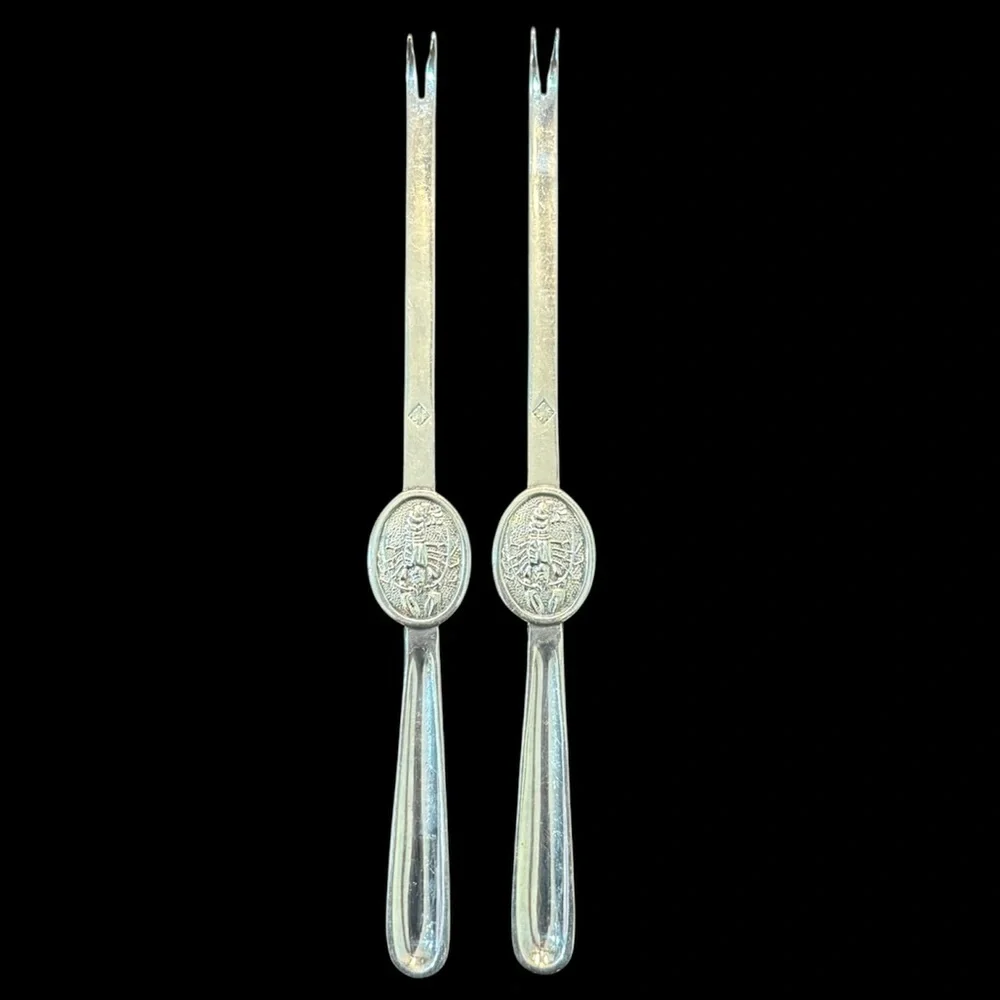 SOLA V. ZWANENBURG Dutch Origin “100”- Silver Plated Lobster Forks‎